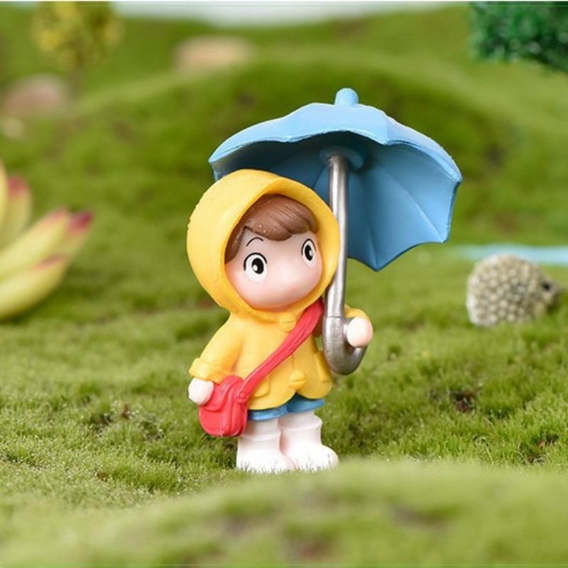 Cute Umbrella Girl Micro-landscape Gardening Accessoriesumbrella Raincoat Crossbody Bag Girl Ornaments