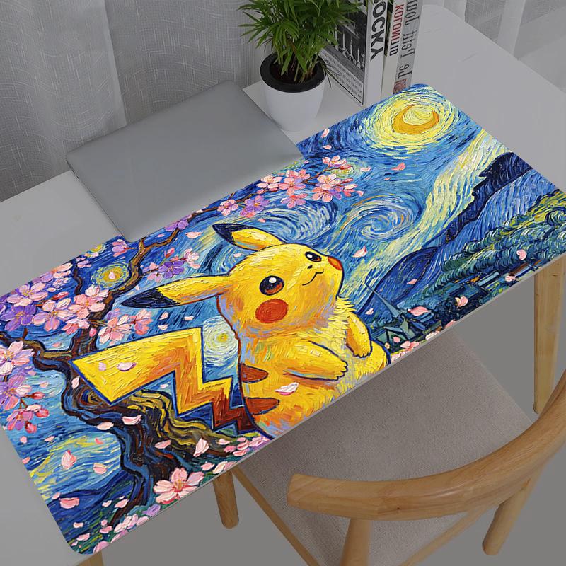 Large Mouse Pad Pokemon Pikachu Carpet Durable Laptop Pc Gamer Keyboard Mat XXL Mousepad Edge White Tassel Rubber Table Mat