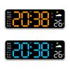 Large Digital Wall Clock Temperature Humidity Date Week Weather Display Brightness Adjustable LED Remote Control Alarm Clocks