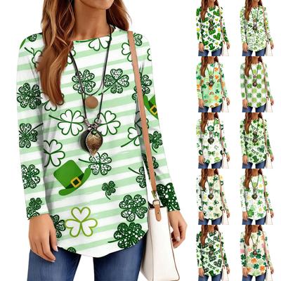 Женская свободная футболка с круглым вырезом, рукавами реглан, принтом и длинными рукавами, пуловер