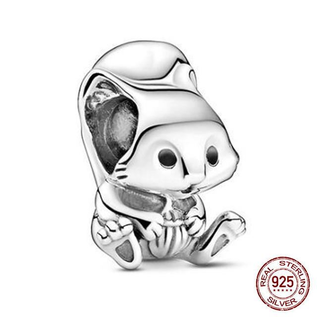 Новый Стерлингового Серебра 925 Единорог Кошка Собака Сова Обезьяна След Милое Животное DIY Тонкие Бусины Подходит Оригинальный Модный Браслет-Подвеска