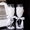 1 Pair Wedding Champagne Glasses Bride And Groom Champagne Flutes For Bar Pub Club Restaurant Home Use Engagement Anniversary
