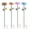 Outdoor Garden Decor Metal Flower Stake Bee Watering Station Bird Bath Butterfly Water Feeder with for Pollinators Birds Yard Patio Floral Sculpture