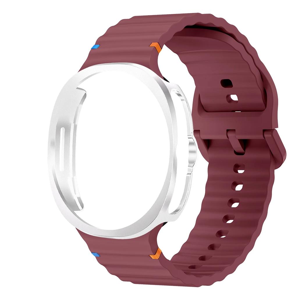 Силиконовый ремешок+Пластиковый корпус для Samsung Galaxy Watch 8 classic Волнообразный ремешок Защитная пленка Бампер для Galaxy Watch 8 classic 46мм