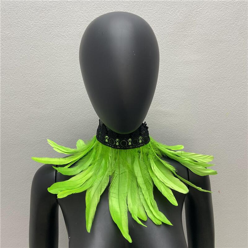 32 см Роскошный панк-перо чокер кружевное перо ожерелье готический перо шарф