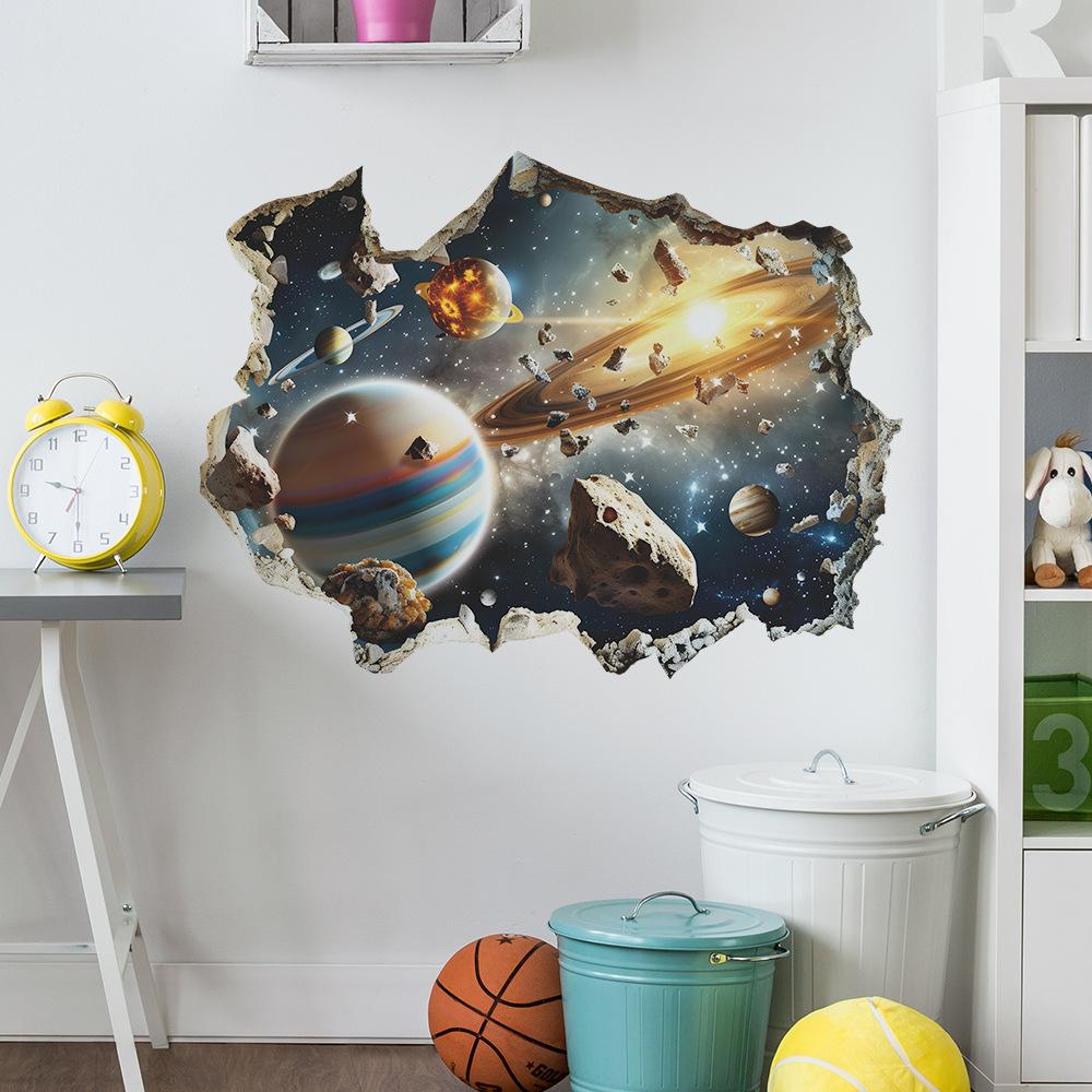 Broken Wall Cosmic Planet Bedroom Living Room Background Landscaping Decorative Wall Stickers