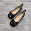2025 Autumn New Korean Version Bow Single Shoes Women's Flat Bottom Square Head Shallow Mouth Doudou Shoes Soft Sole Mary Jane Shoes