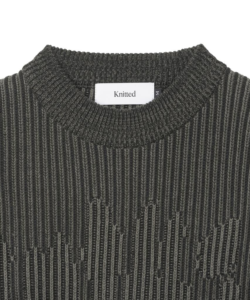 KNITTED Two-Tone Ribbed Logo Knit Black