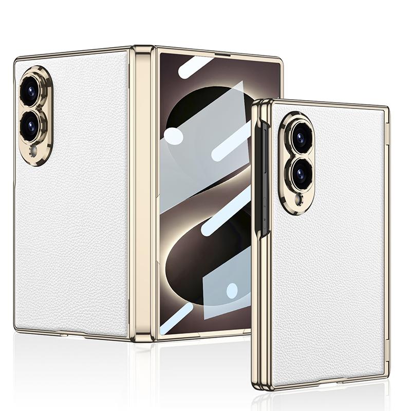 Для Samsung Galaxy Z Fold 8 Широкий Чехол Роскошный Электроокрашенный Мягкий к Коже Матовый Кожаный с Петлей и Закаленным Стеклом Ударопрочный Чехол