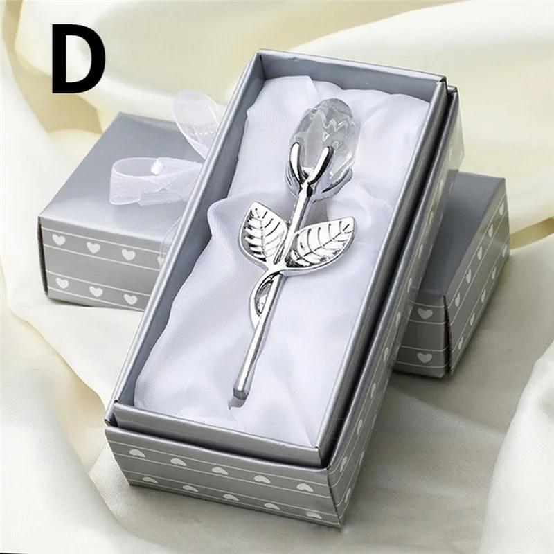 Crystal Glass Rose Flower Figurines Craft Valentine's Day Favors X'mas Lovers' Gift Souvenir Home Wedding Decoration Ornaments
