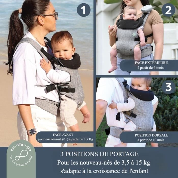 Dreambaby Porte-bébé ajustable 3-1 Journey - confortable et polyvalente - pour nouveau-né à enfant jusqu'à 15 kg