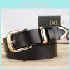 Korean Style Wide Leather Belt With Alloy Pin Closure For Fashionable Women