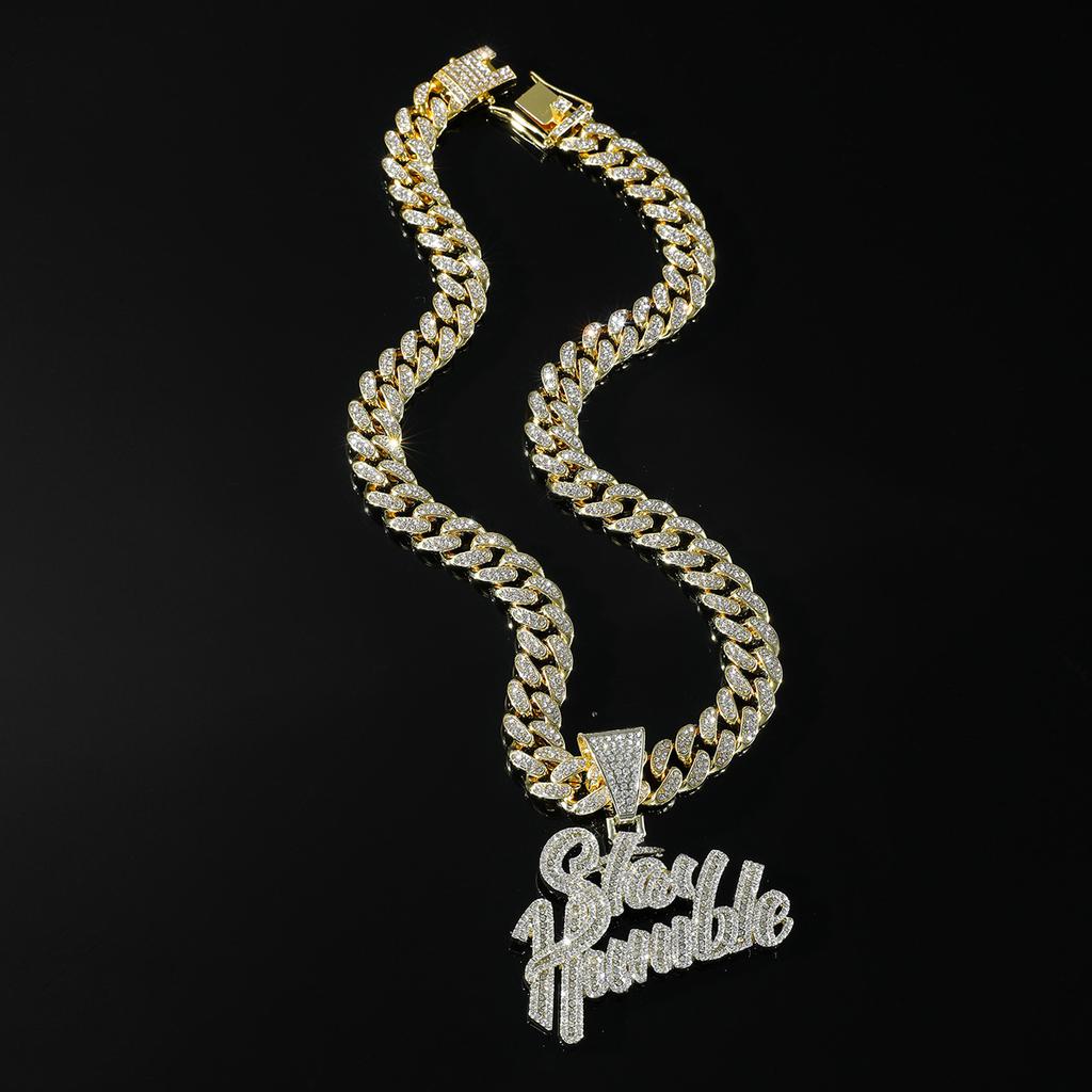 Ожерелье с подвеской в виде кубинской буквы с бриллиантами, европейское и американское мужское ожерелье в стиле хип-хоп-панк