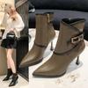 Модные модные осенние короткие женские ботильоны модные женские элегантные туфли-лодочки с заостренным носком и боковой молнией на высоком каблуке короткие сапоги