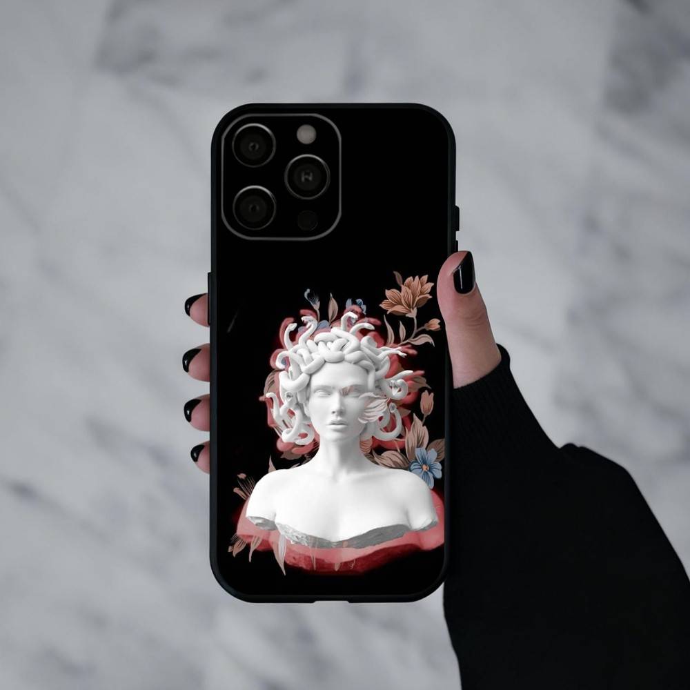 Медуза Греческая Мифология Посмотри на Меня Чехол Для Телефона Для iPhone 17pro, 16,15,14,13,12,11 X XR Plus, Других Мягкий Черный Чехол
