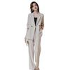 Lady Commuter Suit Elegant Women's Formal Suit Set with Turn-down Collar Jacket Pure Color Trousers Stylish for Commuting