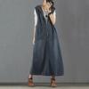 Plus-Size Korean Hooded Sleeveless Denim Dress - Casual, Slimming, Age-Defying
