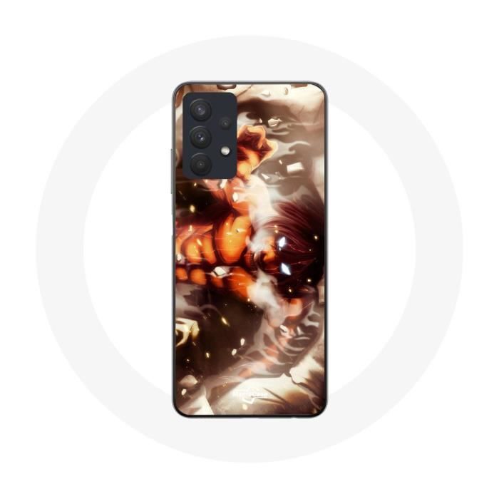 Coque - MANIACASE - Samsung Galaxy A32 5G - Manga Eren Yeager - Souple - Blanc