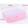 1Pc Pink Craft Box Art Box 3-Layer Plastic Portable Storage Box with Handle, Nail Sewing Organizer, Pink Toolbox