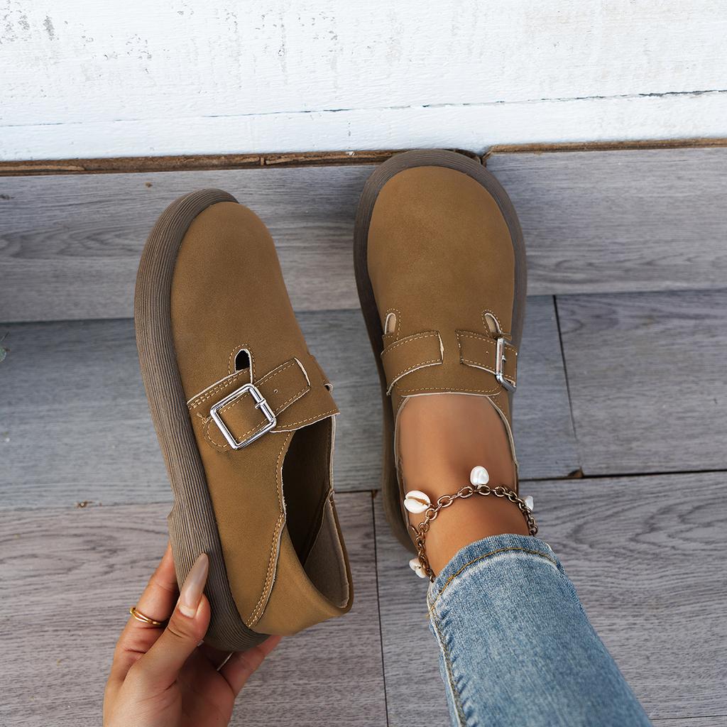 Модная весна-осень женская обувь на низком каблуке, удобная обувь для отдыха, женские классические мягкие лоферы, туфли-лодочки, женская ретро обувь в британском стиле с пряжкой, на толстой подошве