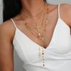 4 Pcs Golden Color Cross Pendant Heart Metal Chain Necklace Stacked Necklaces For Women Valentines,Mom,Mother,Mother's Day,Gift