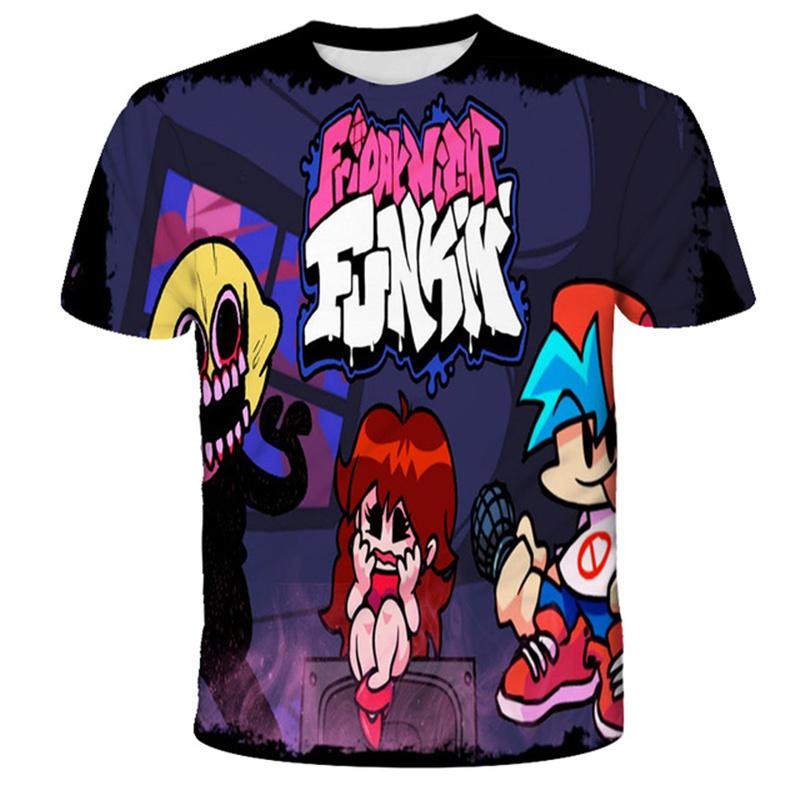 Футболки Fridany Night Funkin для мальчиков и девочек, летняя футболка с героями мультфильмов, детская одежда, повседневные топы с короткими рукавами, футболки, детские футболки
