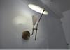 Single Arm Wall Lamp – Mid Century Raw Brass and White Wall Sconce, Modern or Industrial Style Lamp