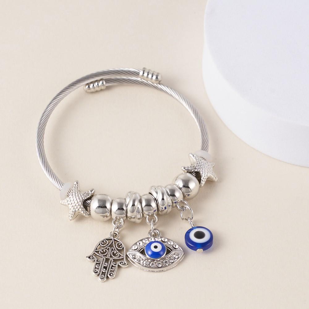 Кулон «Древо Жизни» от Temu с браслетом-бэнглом в стиле Pandora из нержавеющей стали, Модный браслет DIY из бусин.