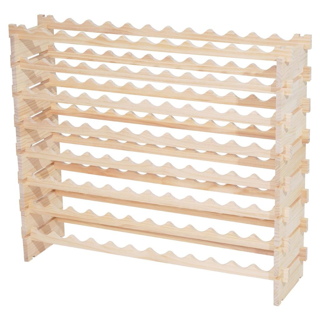96 Bottle Stackable Modular Wine Rack, 8-Tier Wine Bottle Holder,Solid Wood Floor Freestanding Wine Storage Rack For Pinot Noir bottles,For Kitchen,