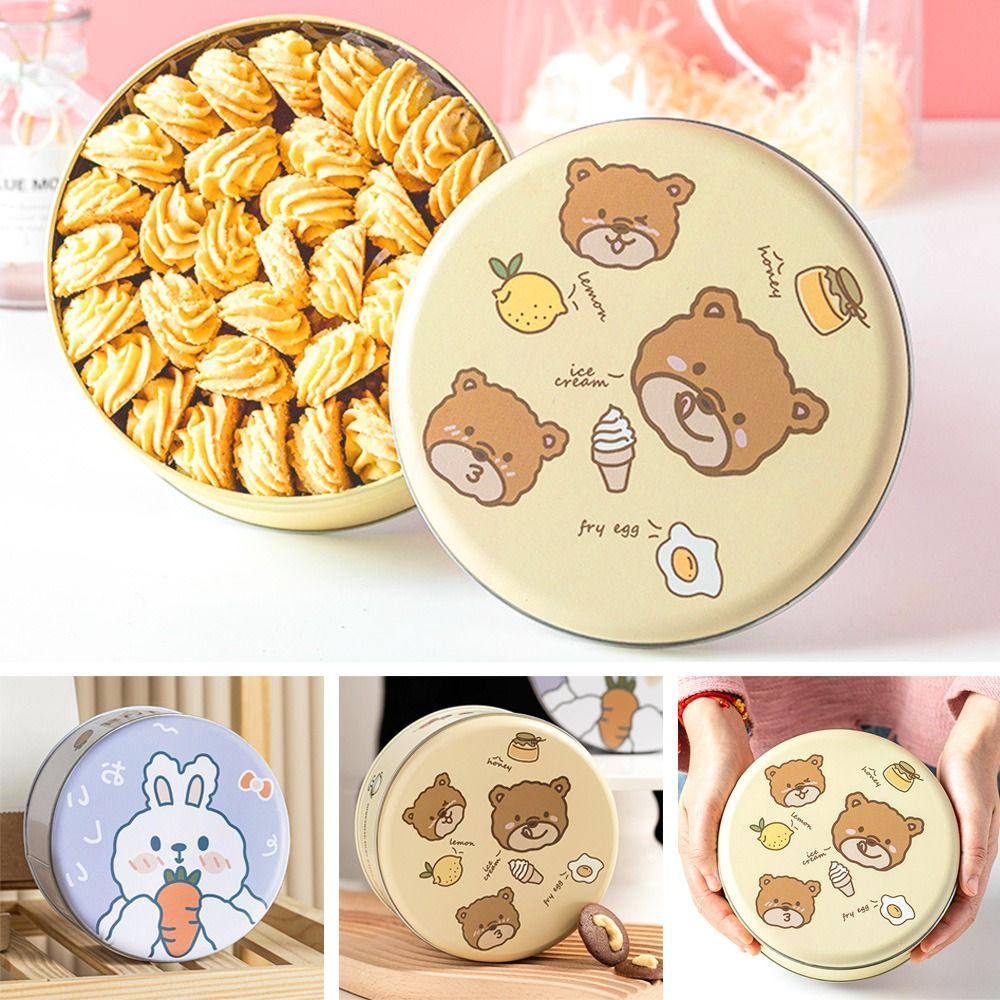 Мультяшная подарочная коробка, упаковочный чехол, жестяная коробка для печенья, коробки для упаковки конфет, круглая банка для хранения печенья