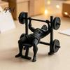 Matte Black Gym Decor 3D Printed Fitness Man Figurine, Barbell Statue for Decor, Muscular Enthusiast Collectibles Desktop Ornament, Compact