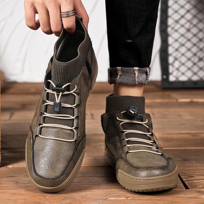 Осенние зимние ботинки мужские классические ретро модные повседневные ботинки обувь удобные уличные теплые зимние ботинки туфли на плоской подошве кожаные кроссовки