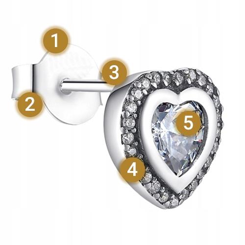 Earrings With Cubic Zirconia S925 Hearts Crystals Stud Zirconias
