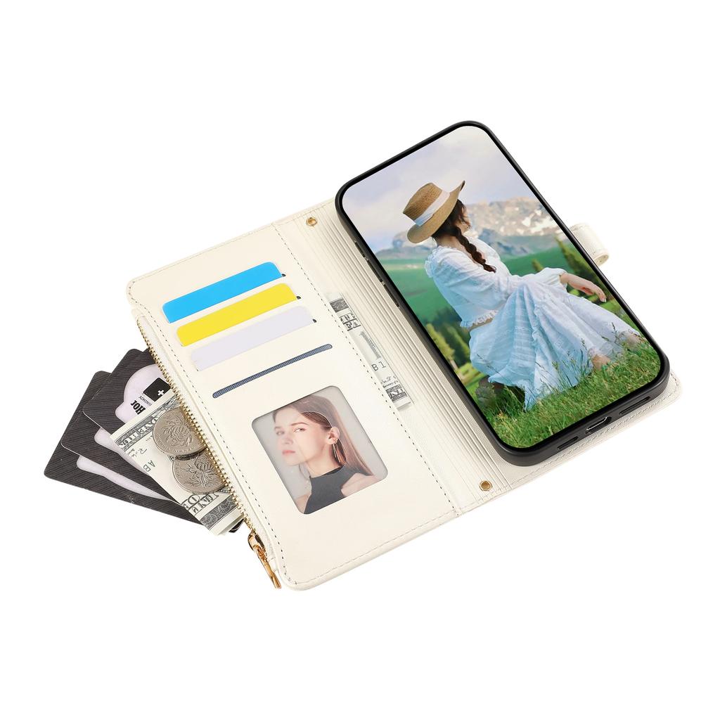 Чехол для Samsung Galaxy S25/S24 с несколькими отделениями для карт, на молнии, ромбовидный, кожаный чехол для телефона с ремешком на запястье
