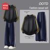 MINISO Men's Spring/Autumn Casual Color-Blocked Sweatshirt and Jogger Set