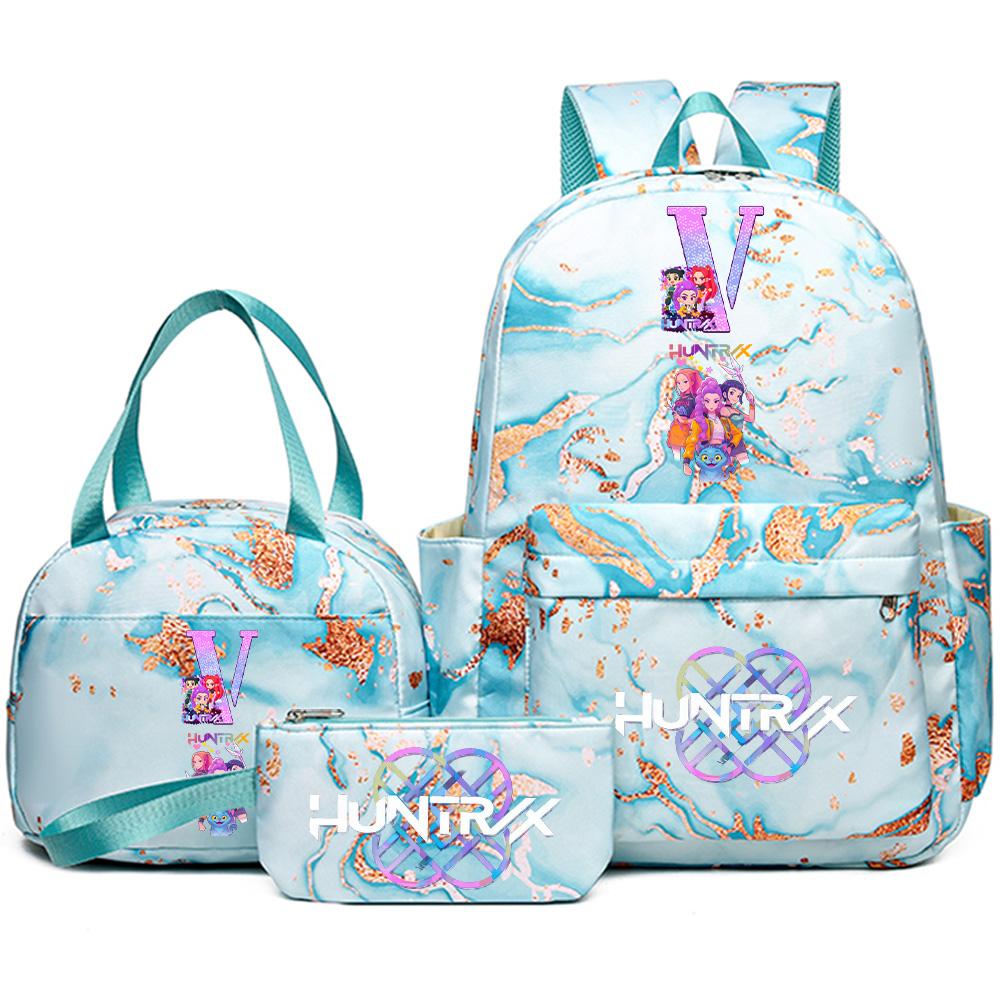 3Pcs/set Anime English Letter A-Z Printed Backpack Handbag Pencil Case for Teenager Student Girl Boy Bookbag Travel Bag Kid Gift