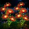 Solar Powered LED Glowing Petite Flower Ground Lamp Outdoor Waterproof Lamp For Lawn Patio Atmosphere Simulation Flower Lamps