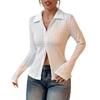 Women's Long-sleeved Lapel White Shirt Summer Design Niche Waist Buttoned Shirt