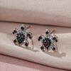 Cute Exquisite Lady Little Sea Turtle White Black Zircon Stud Earrings Small Simple Retro Marine Animal Engagement Zircon Gift
