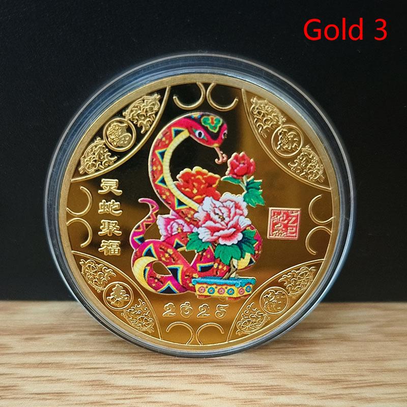 2025 Year Of The Snake Commemorative Coins Chinese Zodiac Medals 3D Relief Coins Collectibles Year Coins