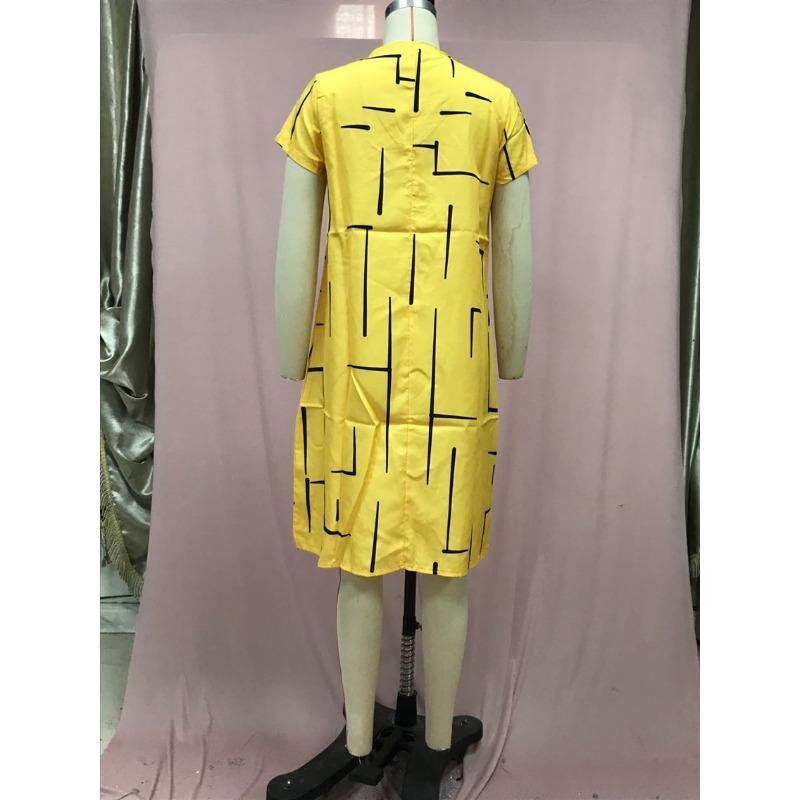 Женские летние платья больших размеров с принтом, свободные платья с v-образным вырезом и короткими рукавами