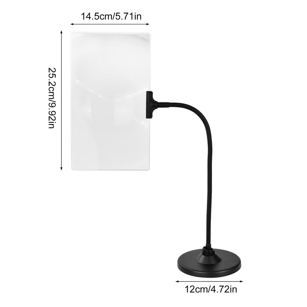 4-кратное увеличительное стекло с подставкой 10x5,7 дюйма Большая лупа на всю страницу Гибкое съемное настольное увеличительное стекло для чтения