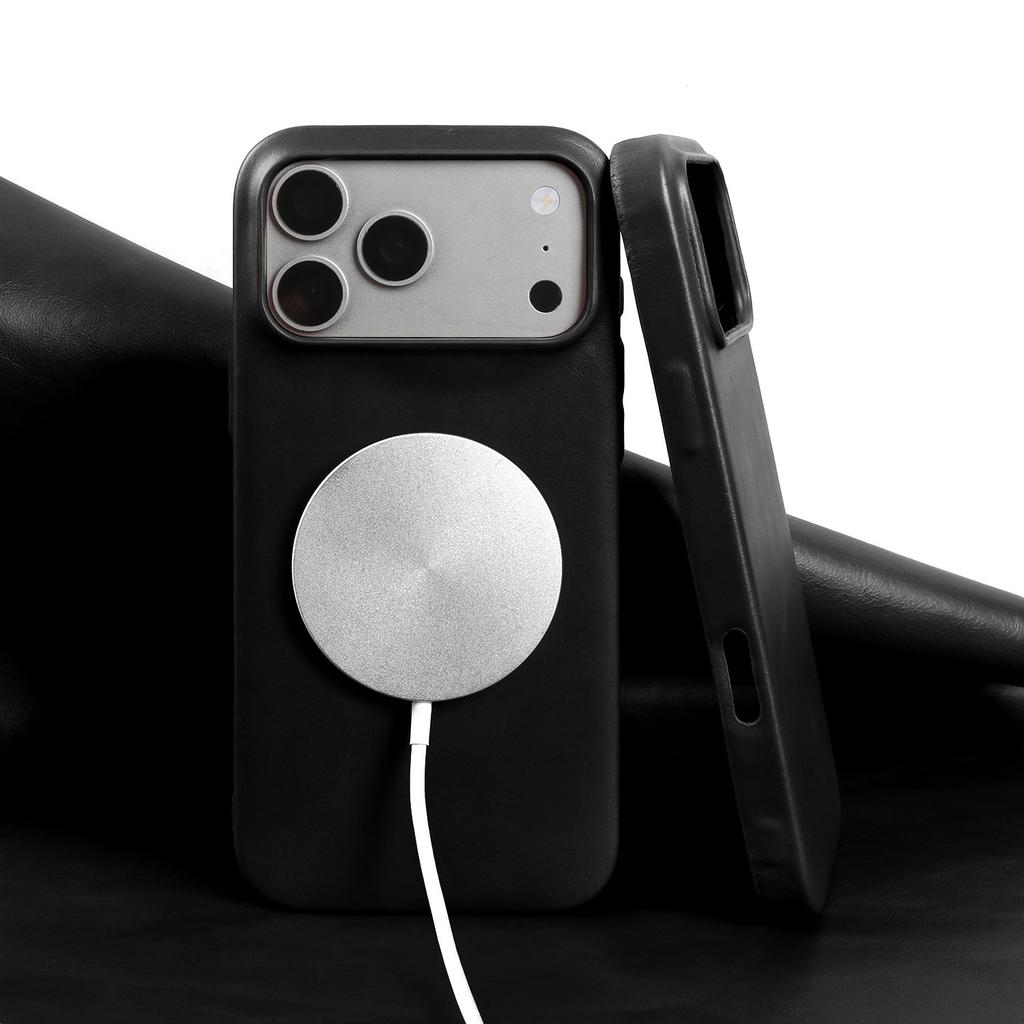 For Magsafe Case for iPhone16Pro Max 15 17 Pro Max 14 13 Retro Full Grain Cowhide Genuine Oil Wax Pattern Leather Magnetic Cover