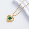Emerald Love Necklace Women'S Retro Trend Temperament Zircon Pendant Collarbone Chain Jewelry