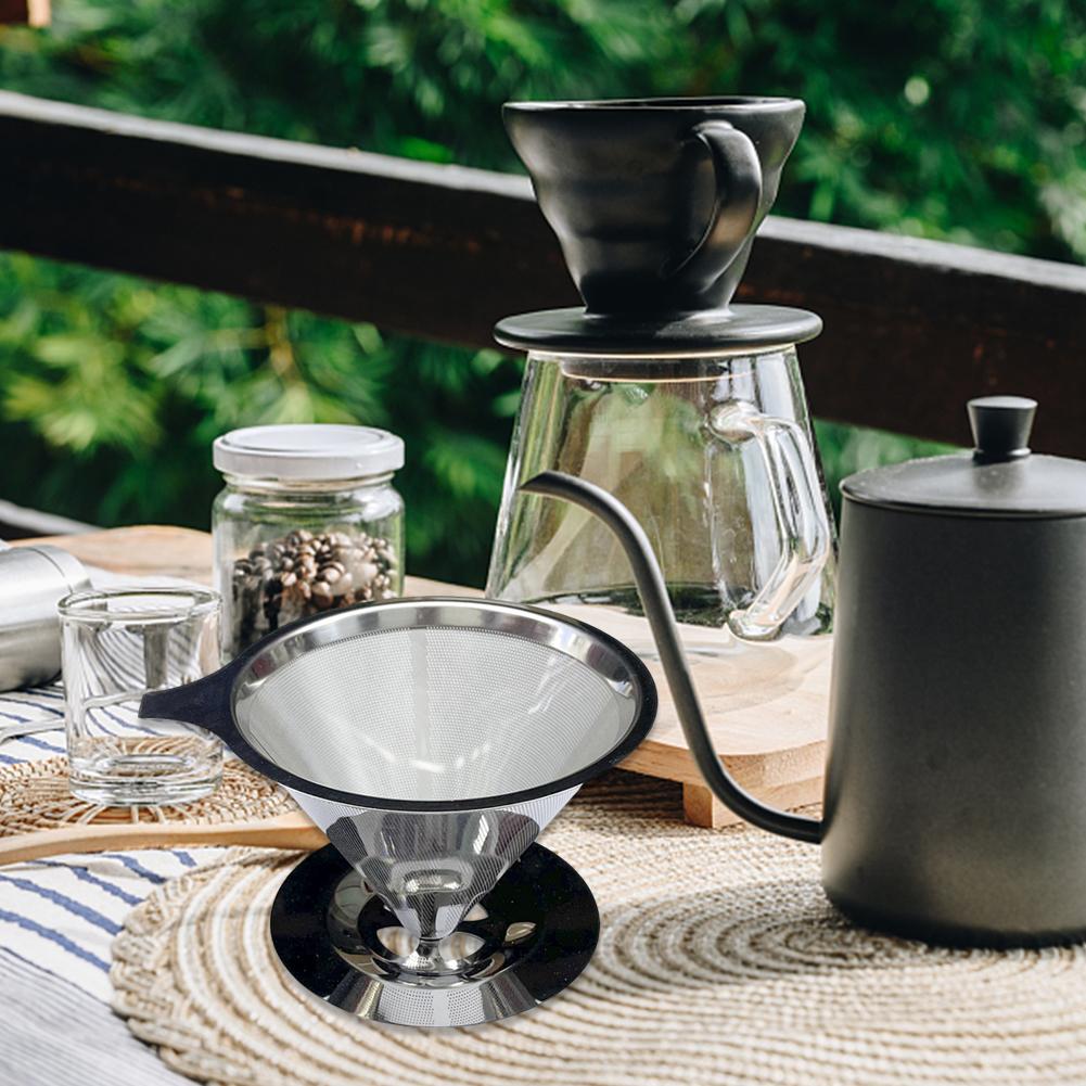 Конусный воронка-дриппер для кофе pour over из нержавеющей стали 304, двухслойная, для фильтрации кофе, многоразовая, без бумажных фильтров, кухонные гаджеты