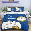 3pcs Miffy1 Cover Set - Personalized Name, HD Printed Bedding with 1 Cover and 2 Pillowcases - Perfect for Home Decor, Easy Care