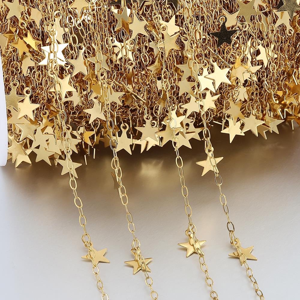 2Meters 1Meter Stainless Steel Moon Star Round Disc Link Chain Dangle Charm Chains for Necklace Jewelry Making DIY Waterproof