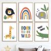 Lion Elephant Giraffe Crocodile Rainbow Tree Nursery Wall Art Canvas Painting Posters And Prints Pictures Baby Kids Room Decor