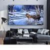 Современный домашний декор, холст, картина, настенные картины для гостиной, волк, снег, зима, лес, ручей, художественные краски, постеры и принты