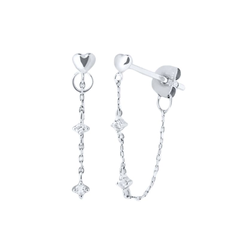 Серьги-кольца из серебра 925 пробы с изысканным кулоном-сердцем, модные геометрические серьги-гвоздики с цирконами, женские тонкие ювелирные изделия